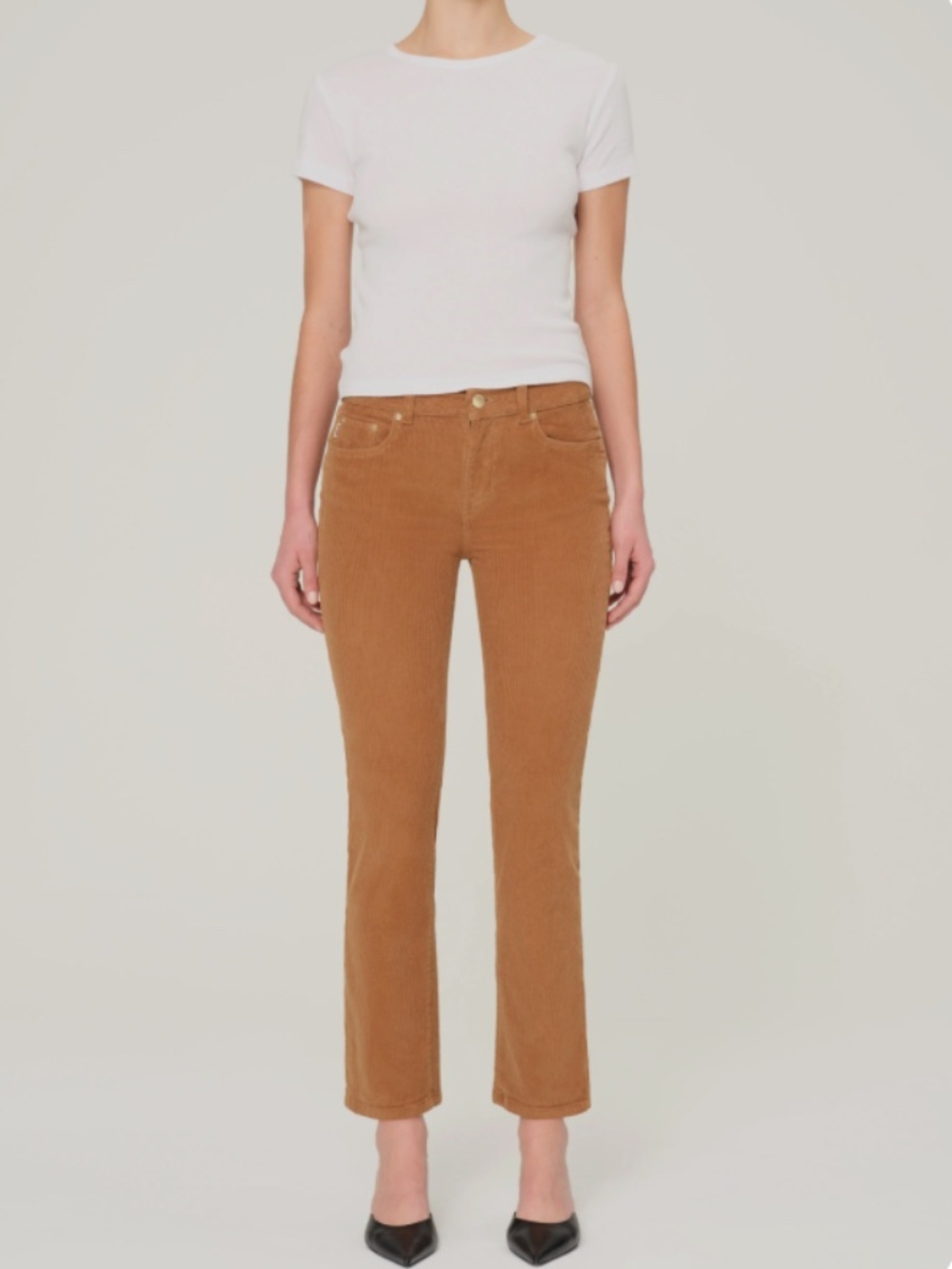 DL1961 Mara Straight Mid Rise Instasculpt Ankle Corduroy Jeans Vicuna Size 30